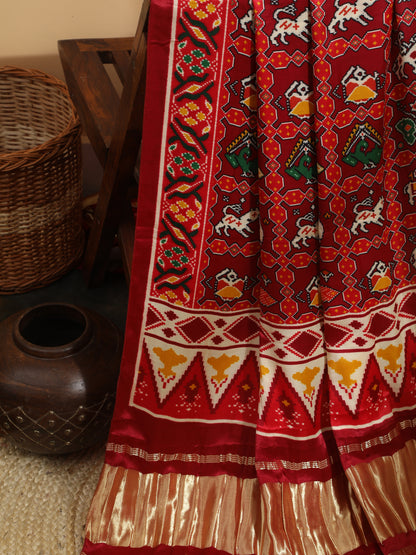 MAROON IKKAT PATOLA PRINT DUPATTA