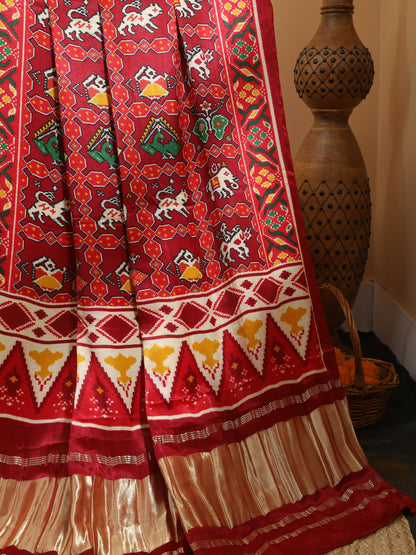 MAROON IKKAT PATOLA PRINT DUPATTA