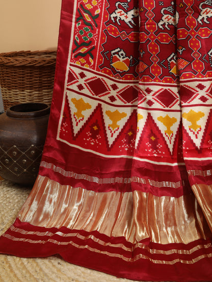 MAROON IKKAT PATOLA PRINT DUPATTA