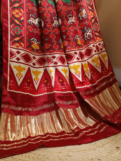MAROON IKKAT PATOLA PRINT DUPATTA