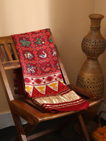 MAROON IKKAT PATOLA PRINT DUPATTA
