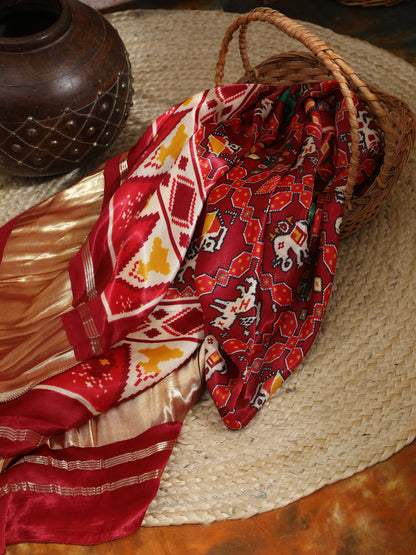 MAROON IKKAT PATOLA PRINT DUPATTA