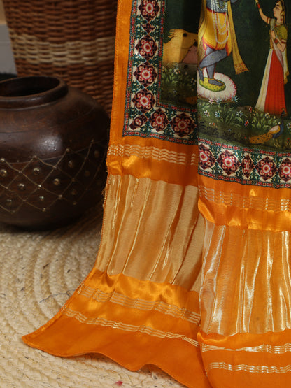 YELLOW & RED Pichwai With Kalamkari Dupatta