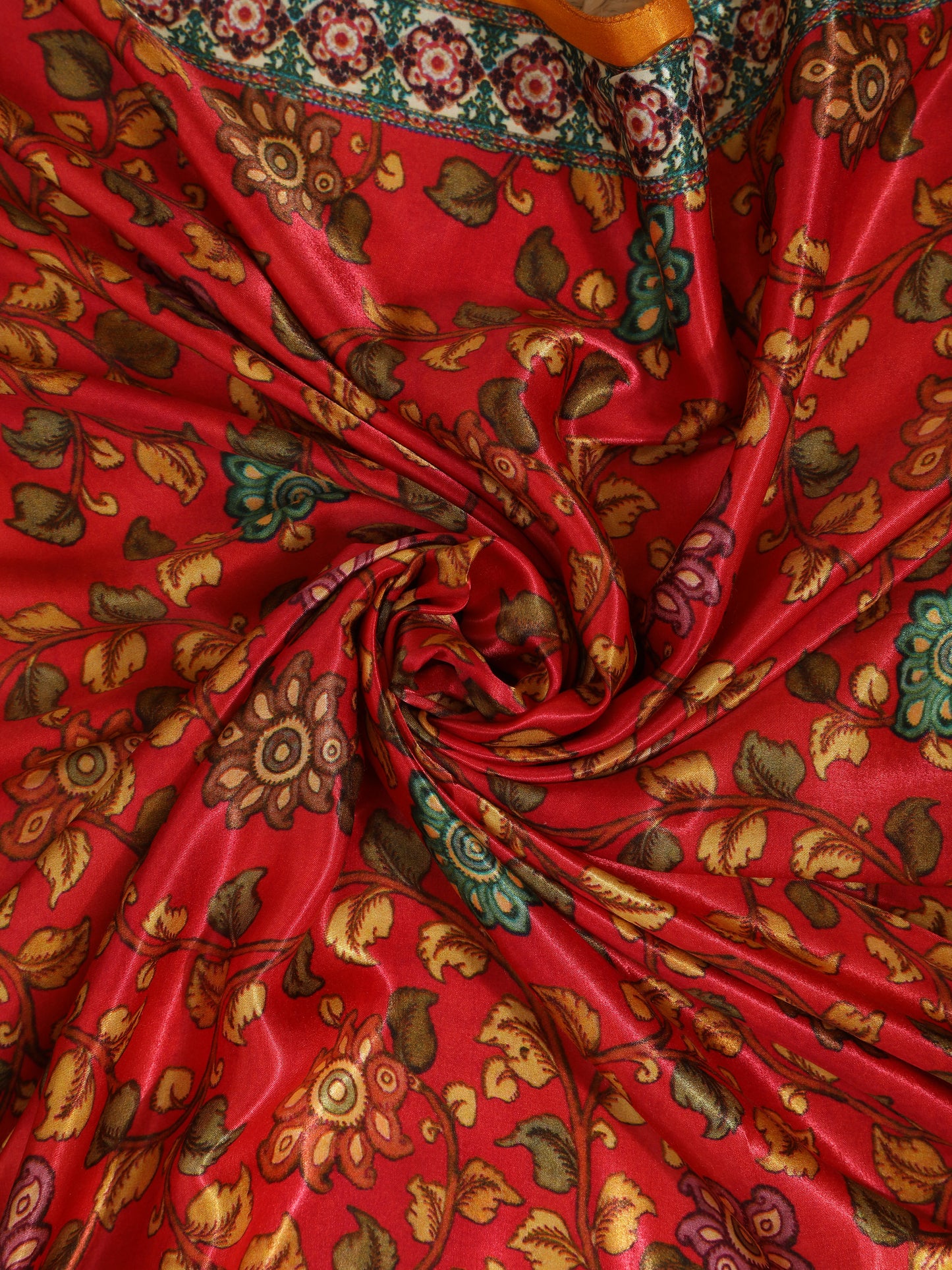 yellow & red pichwai with kalamkari dupatta