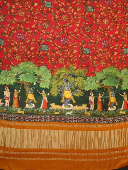 YELLOW & RED Pichwai With Kalamkari Dupatta