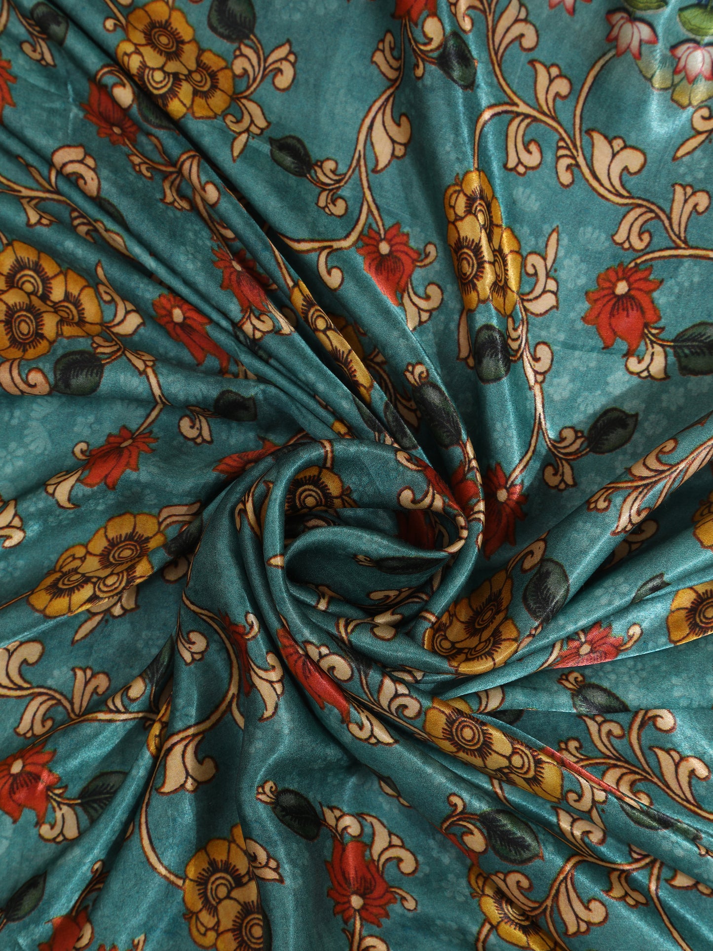 rani & light blue pichwai with kalamkari dupatta