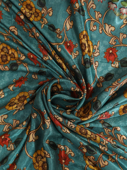 Rani & light blue Pichwai With Kalamkari Dupatta