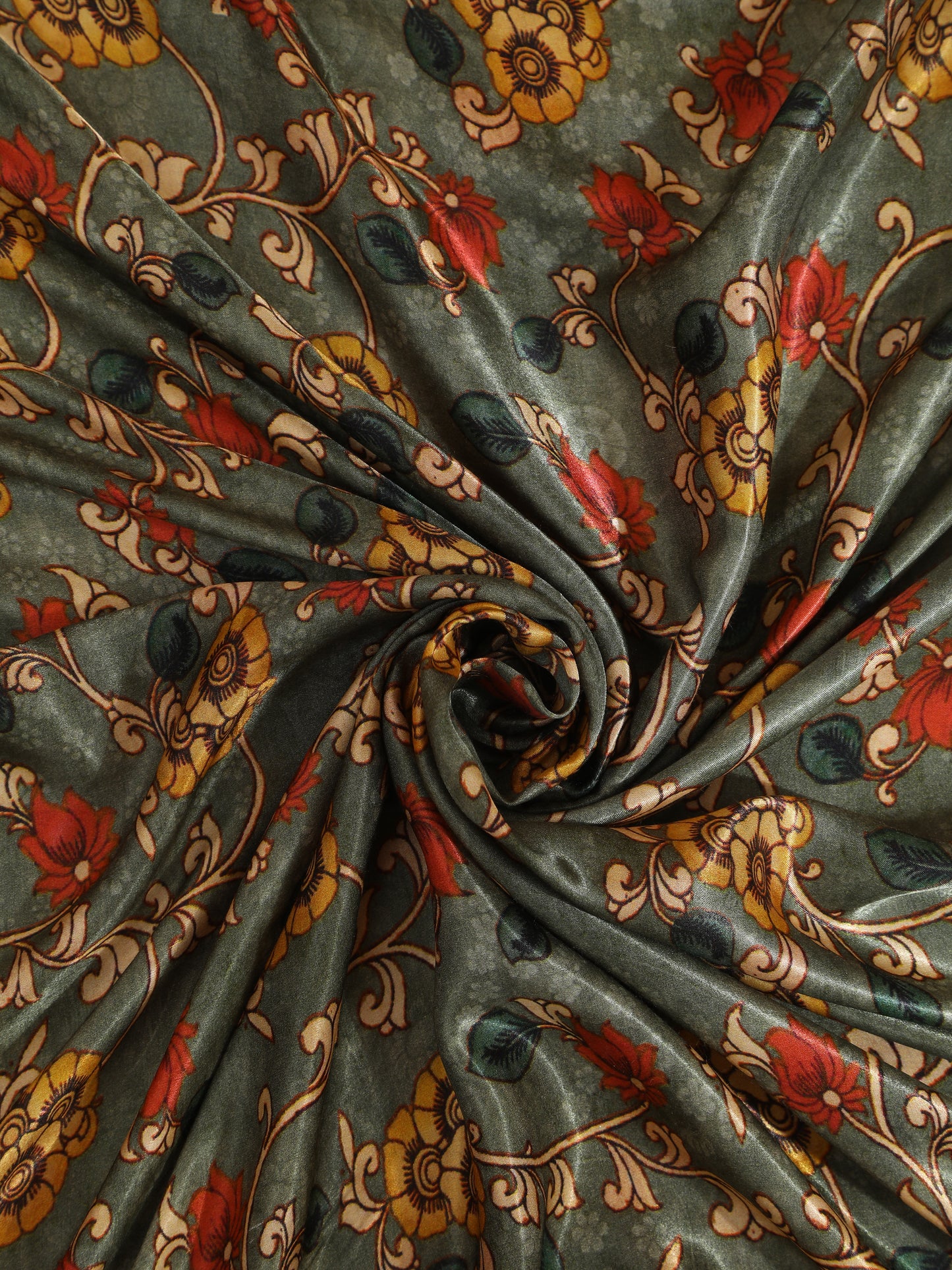 maroon & grey pichwai with kalamkari dupatta