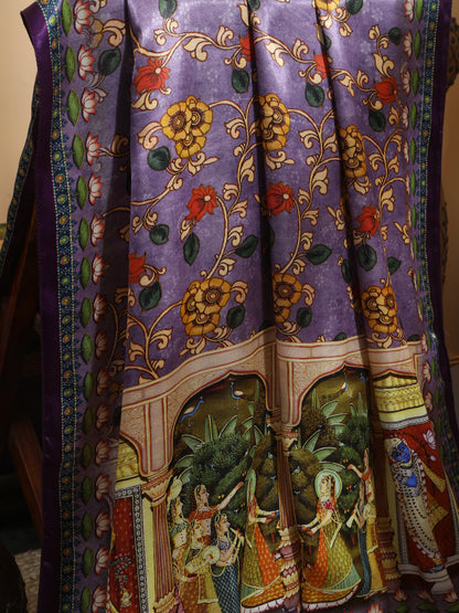 Purple Pichwai With Kalamkari Dupatta