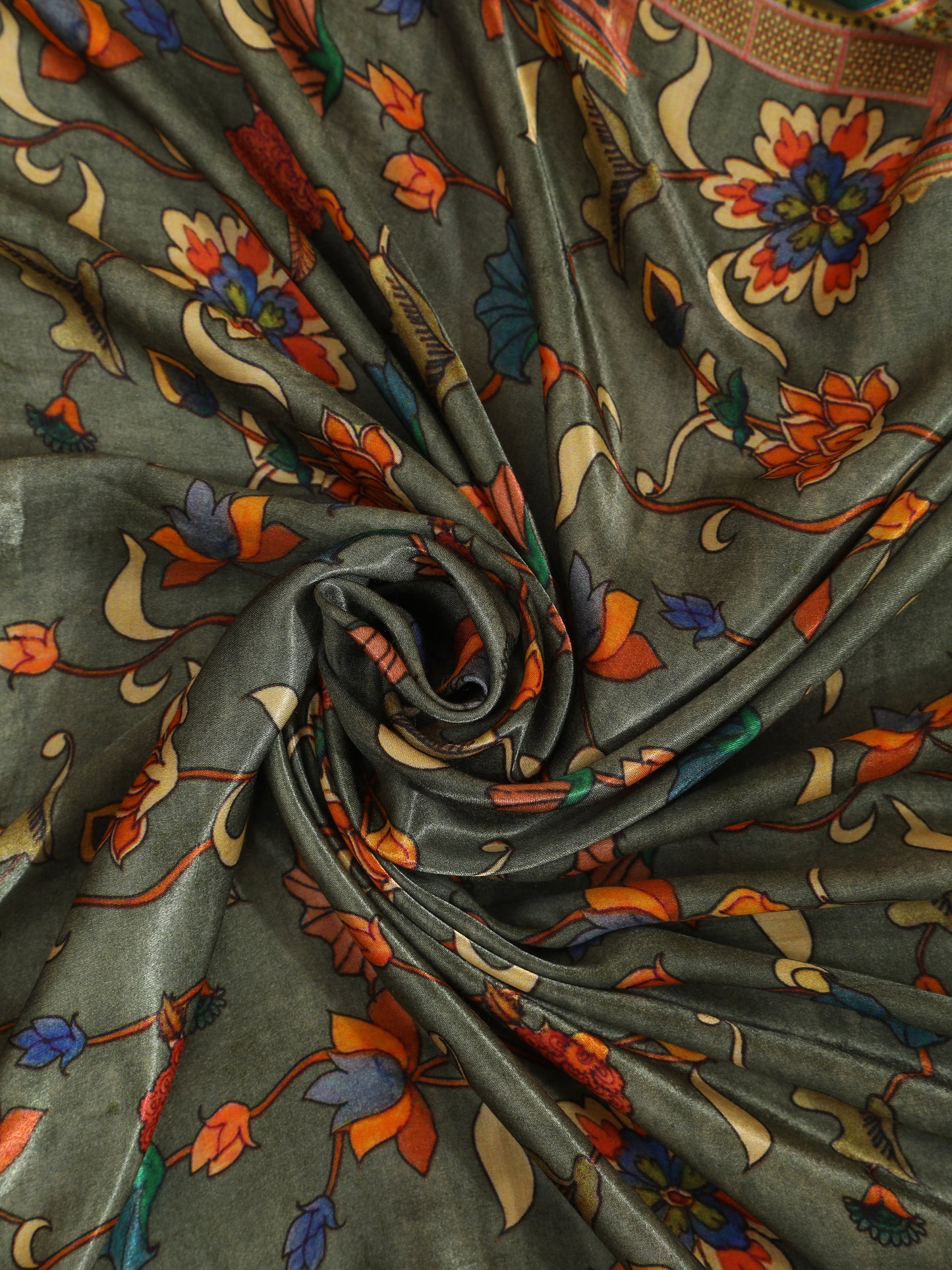 green pichwai with kalamkari dupatta