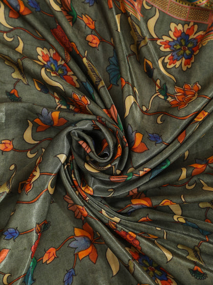 Green Pichwai With Kalamkari Dupatta