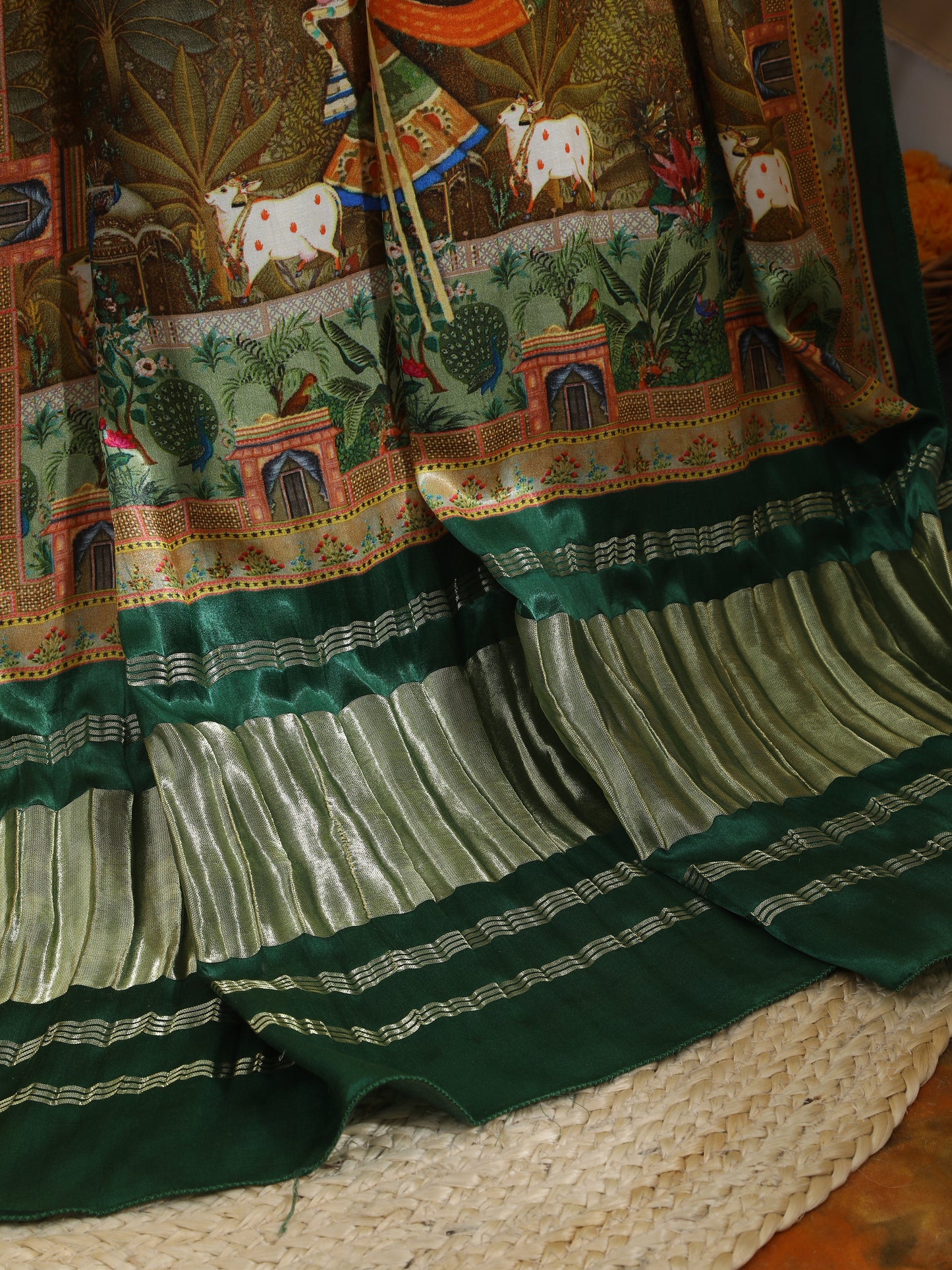 gren pichwai with kalamkari dupatta