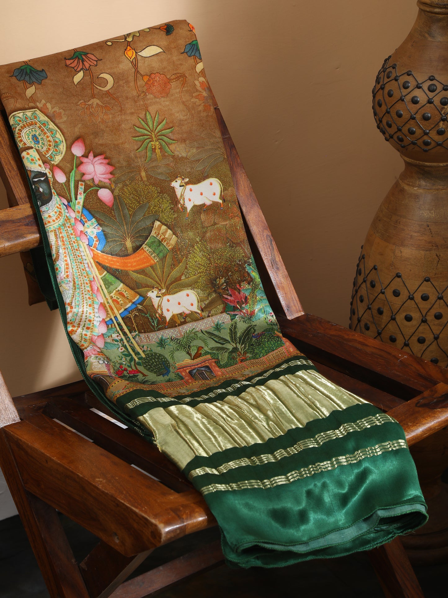 gren pichwai with kalamkari dupatta