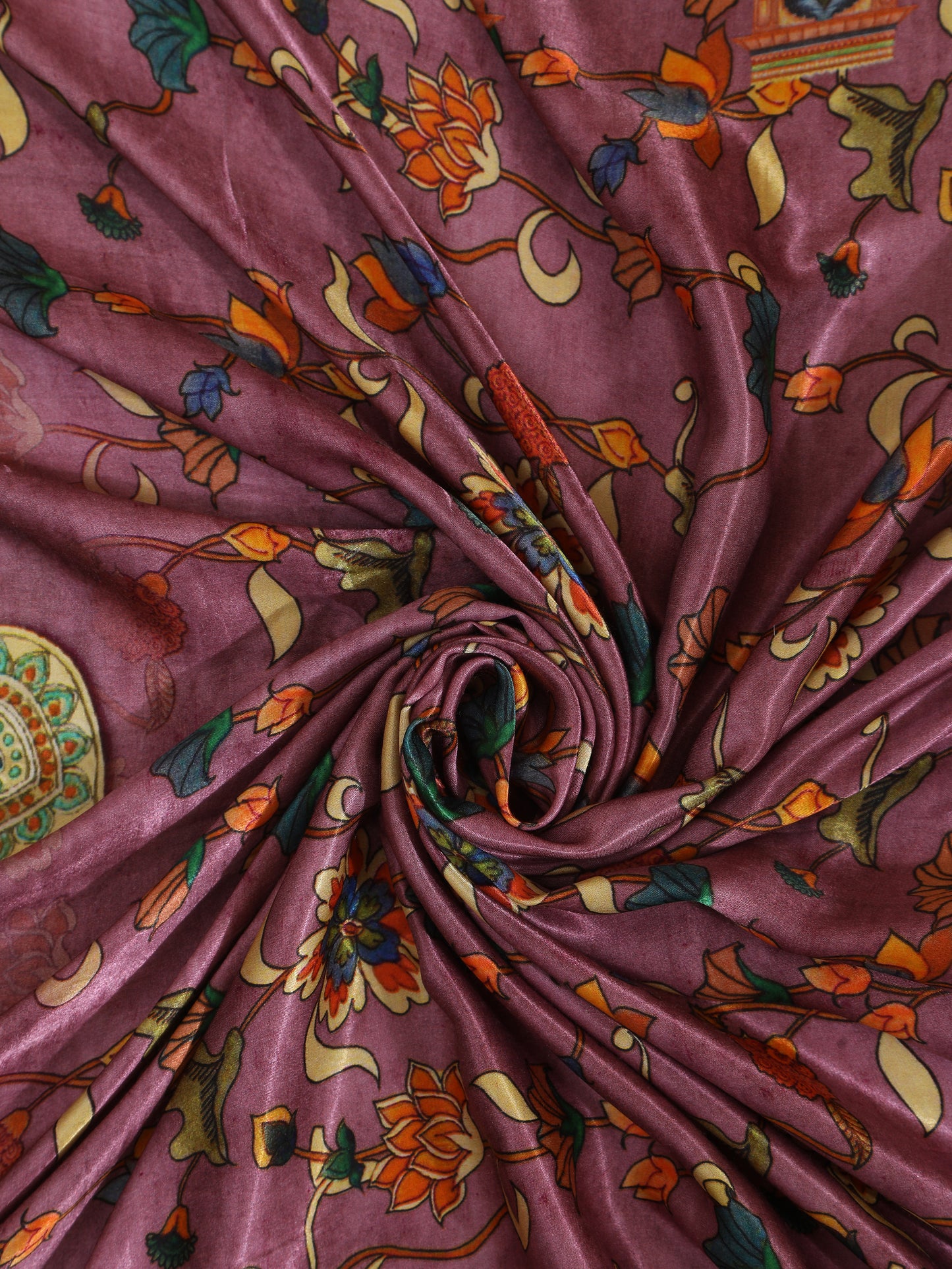 purple pichwai with kalamkari dupatta