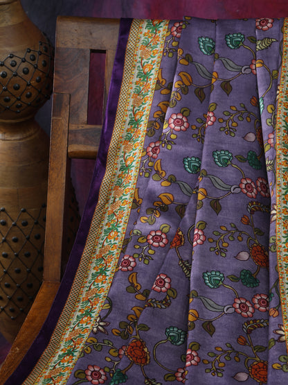 Purple Pichwai With Kalamkari Dupatta