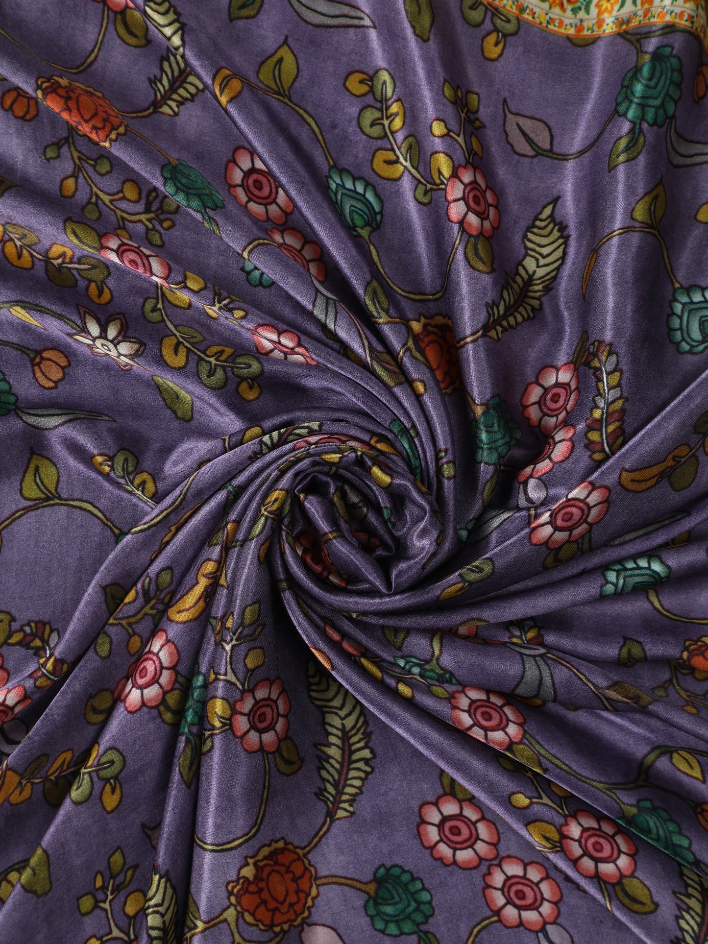 purple pichwai with kalamkari dupatta