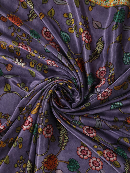 Purple Pichwai With Kalamkari Dupatta
