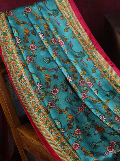 Rani & Blue Pichwai With Kalamkari Dupatta