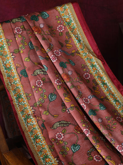 Maroon Pichwai With Kalamkari Dupatta