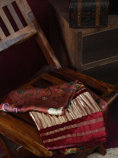 Maroon Pichwai With Kalamkari Dupatta