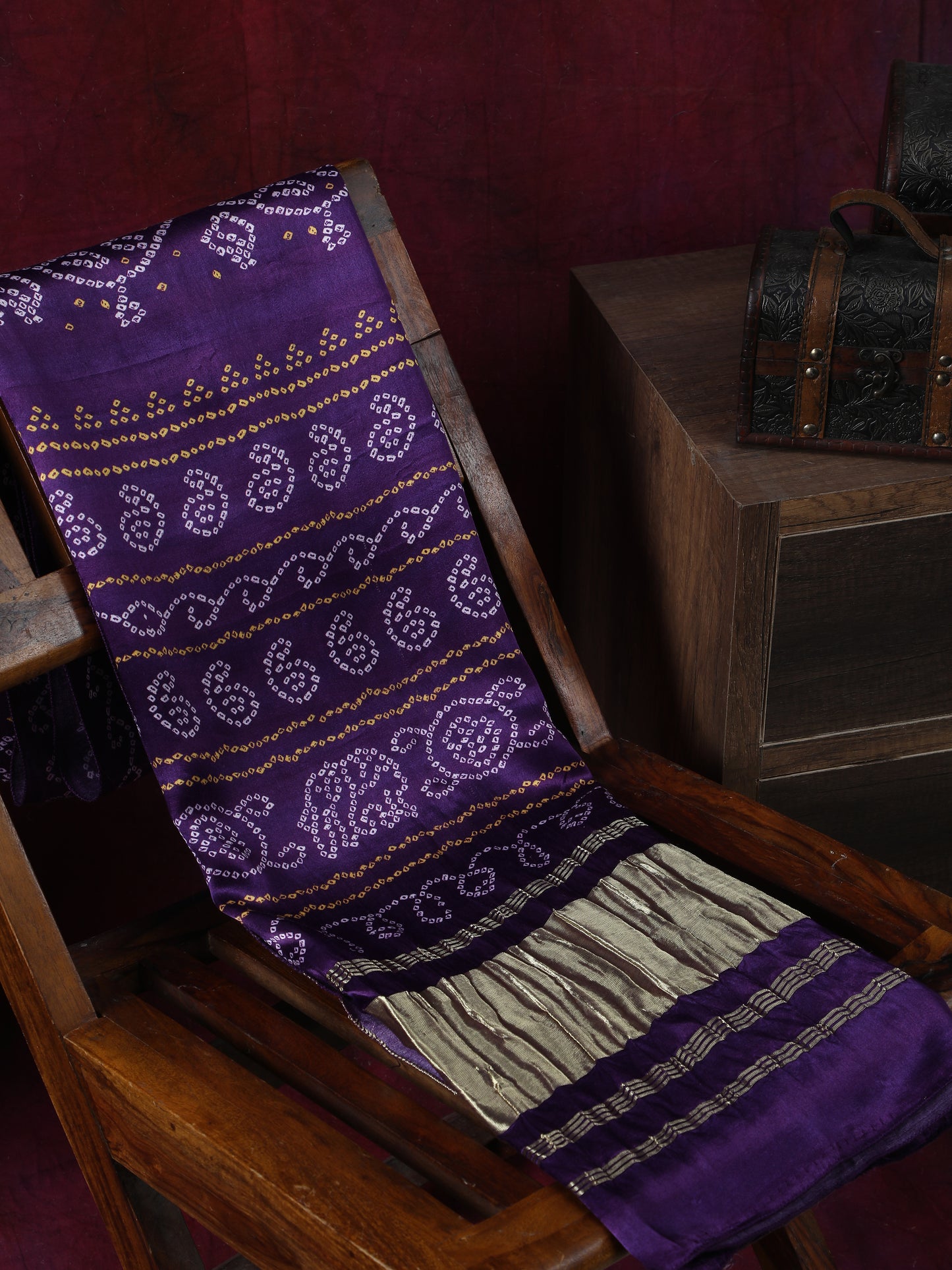 purple bandhani print dupatta