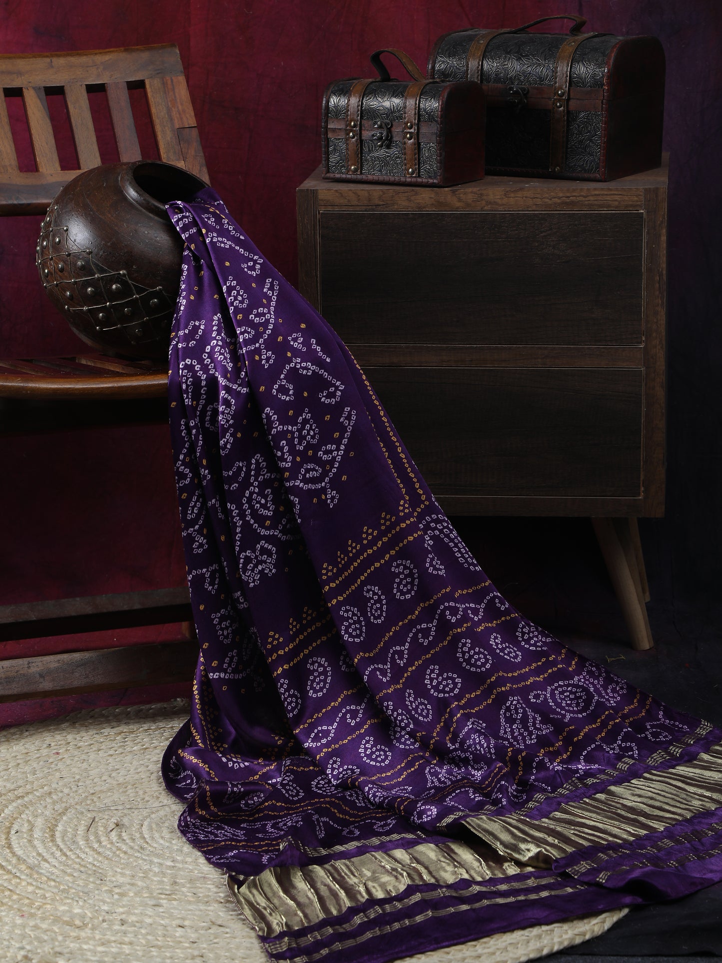 purple bandhani print dupatta