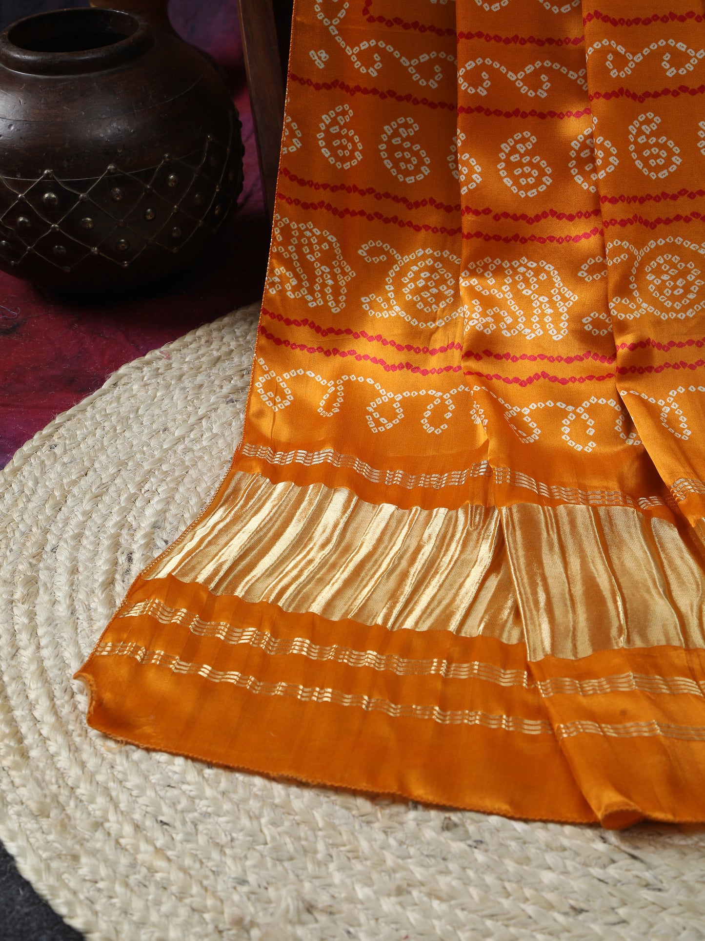 mustered yellow bandhani print dupatta