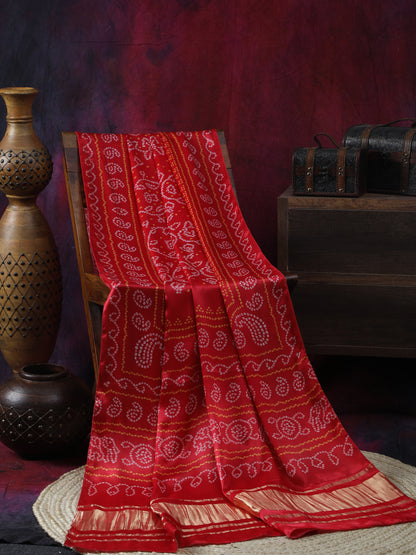 RED BANDHANI PRINT DUPATTA