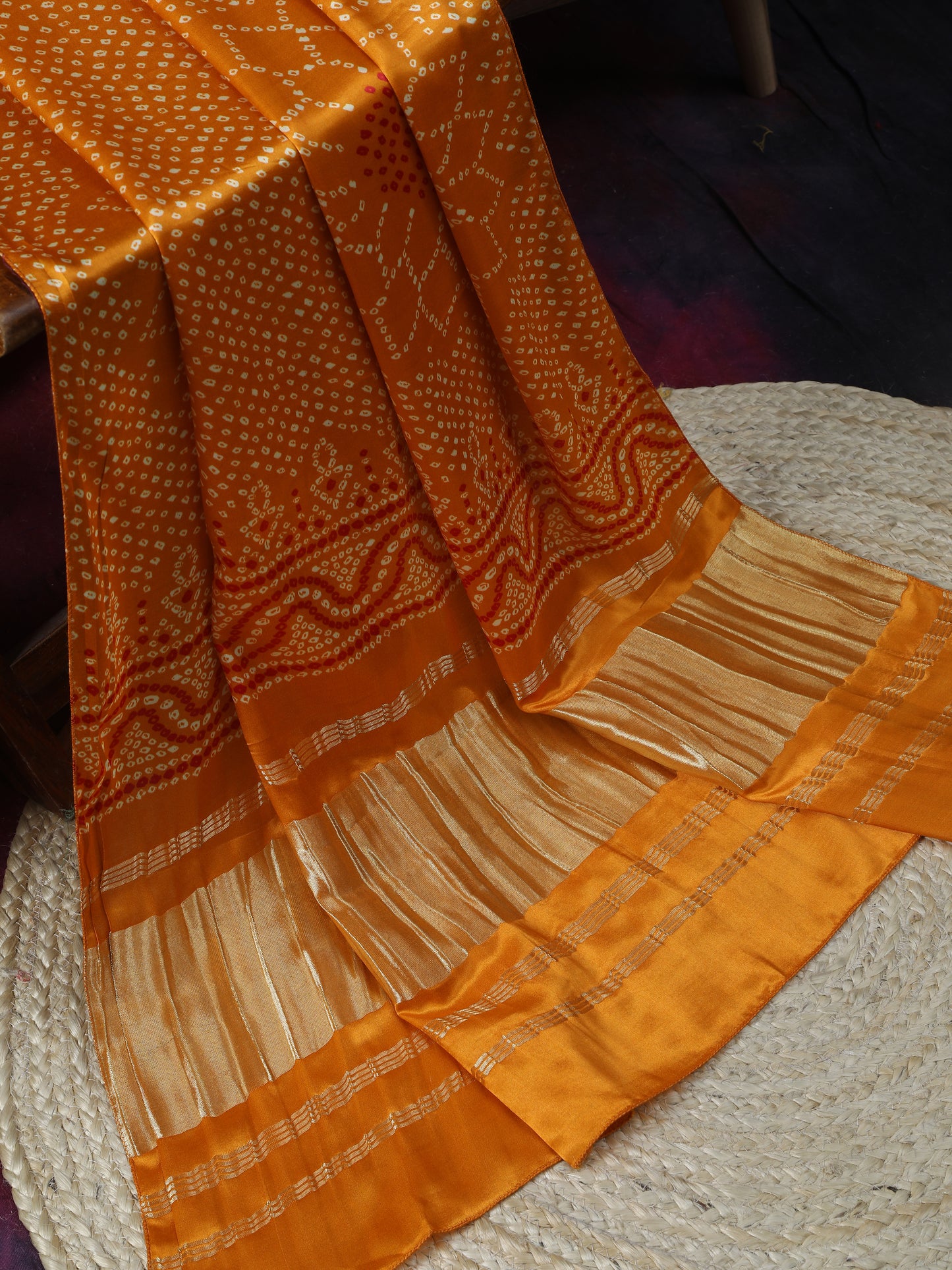 mustured yellow suryamukhi bandhani print dupatta