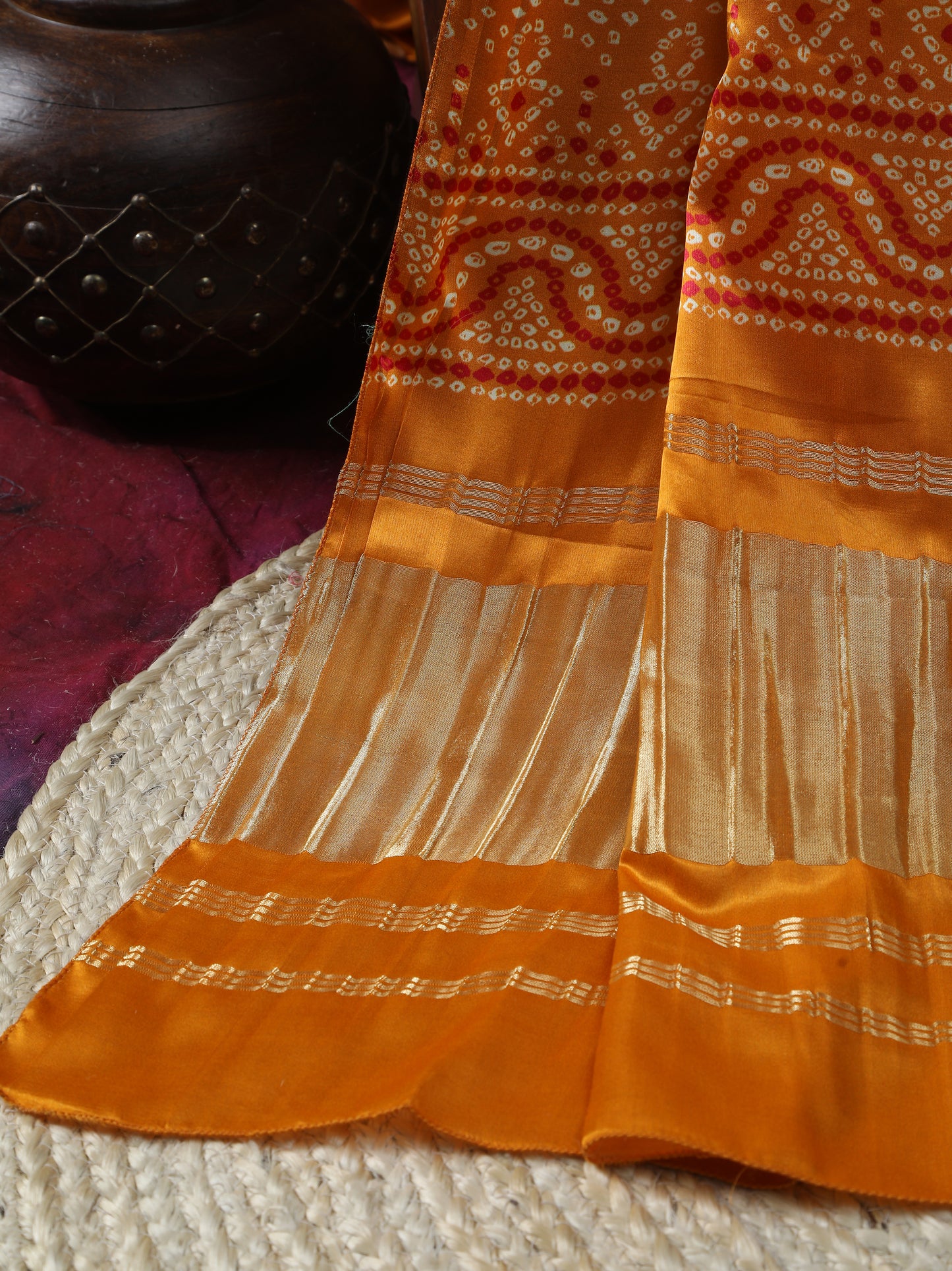 mustured yellow suryamukhi bandhani print dupatta
