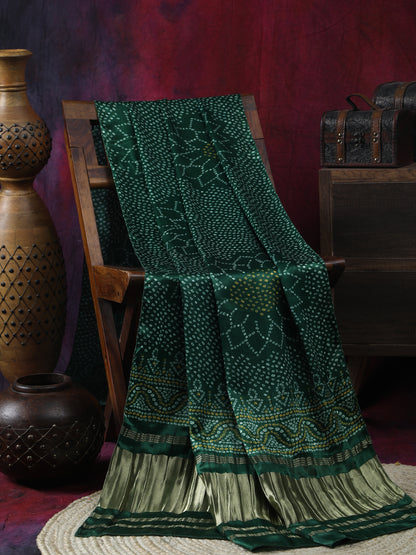 GREEN SURYAMUKHI BANDHANI PRINT DUPATTA