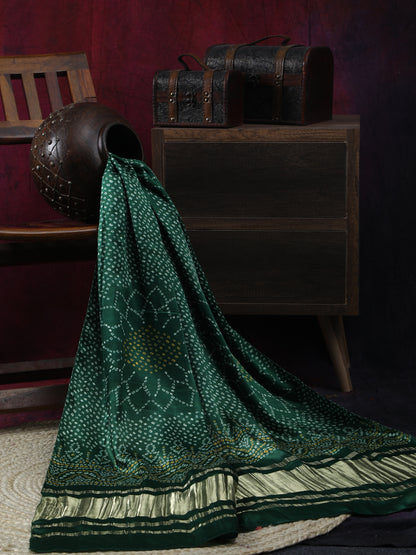 GREEN SURYAMUKHI BANDHANI PRINT DUPATTA