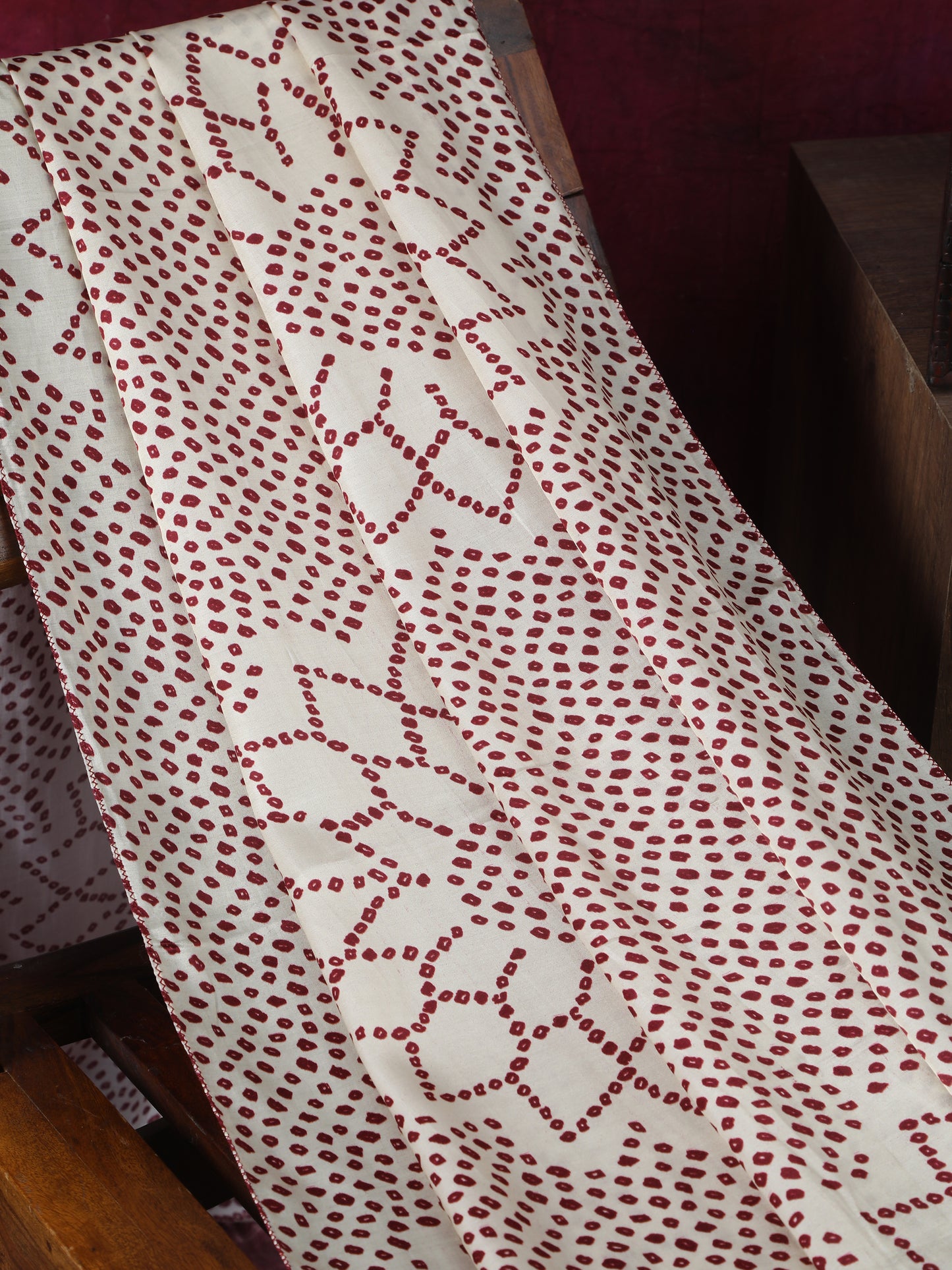 cream maroon suryamukhi bandhani print dupatta