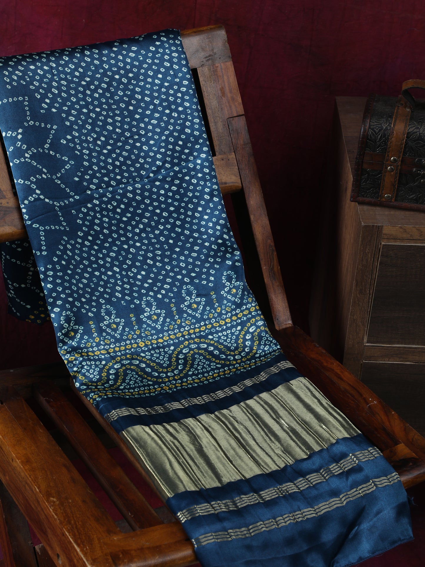 rama blue suryamukhi bandhani print dupatta