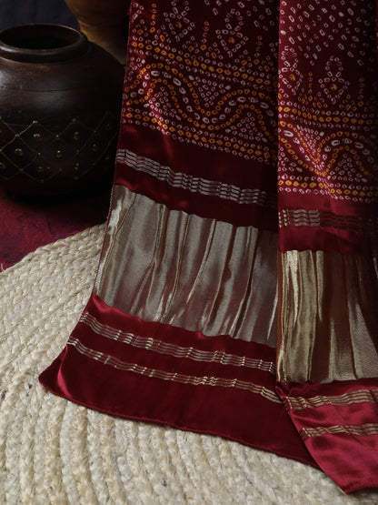 MAROON SURYAMUKHI BANDHANI PRINT DUPATTA