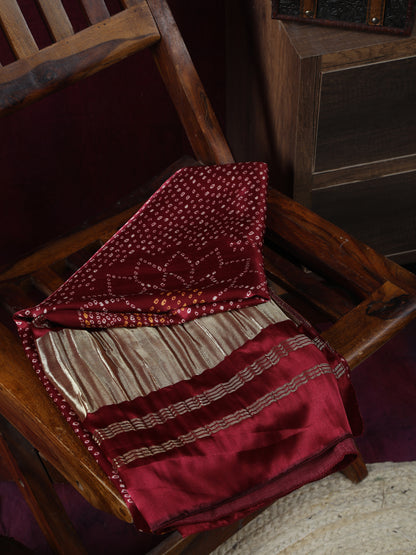 MAROON SURYAMUKHI BANDHANI PRINT DUPATTA