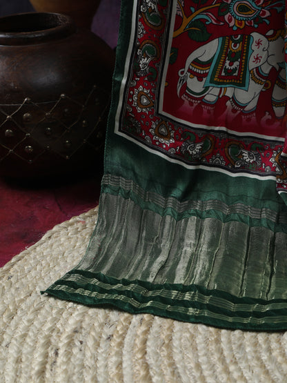 GREEN & WHITE PATOLA IKKAT PRINT DUPATTA