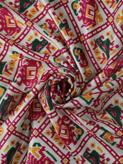 GREEN & WHITE PATOLA IKKAT PRINT DUPATTA