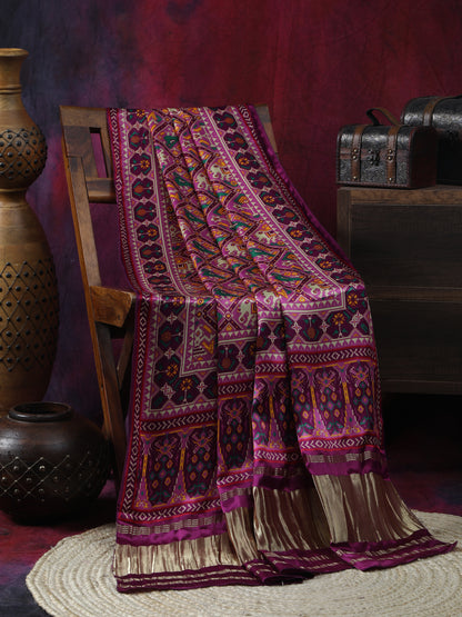 PURPLE MAJANTA PATOLA PRINT DUPATTA IN MODAL SILK
