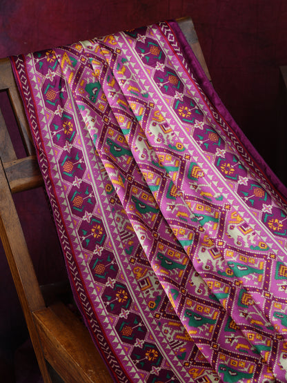 PURPLE MAJANTA PATOLA PRINT DUPATTA IN MODAL SILK