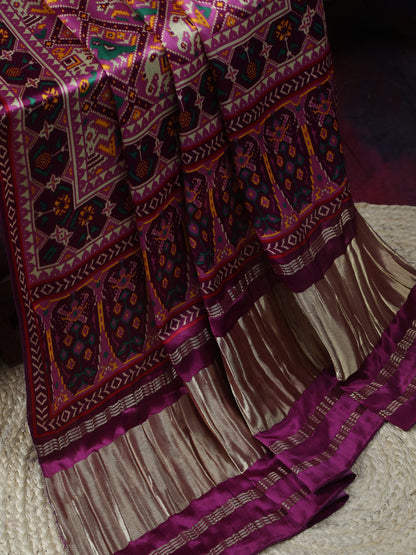 PURPLE MAJANTA PATOLA PRINT DUPATTA IN MODAL SILK