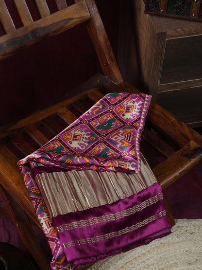 PURPLE MAJANTA PATOLA PRINT DUPATTA IN MODAL SILK