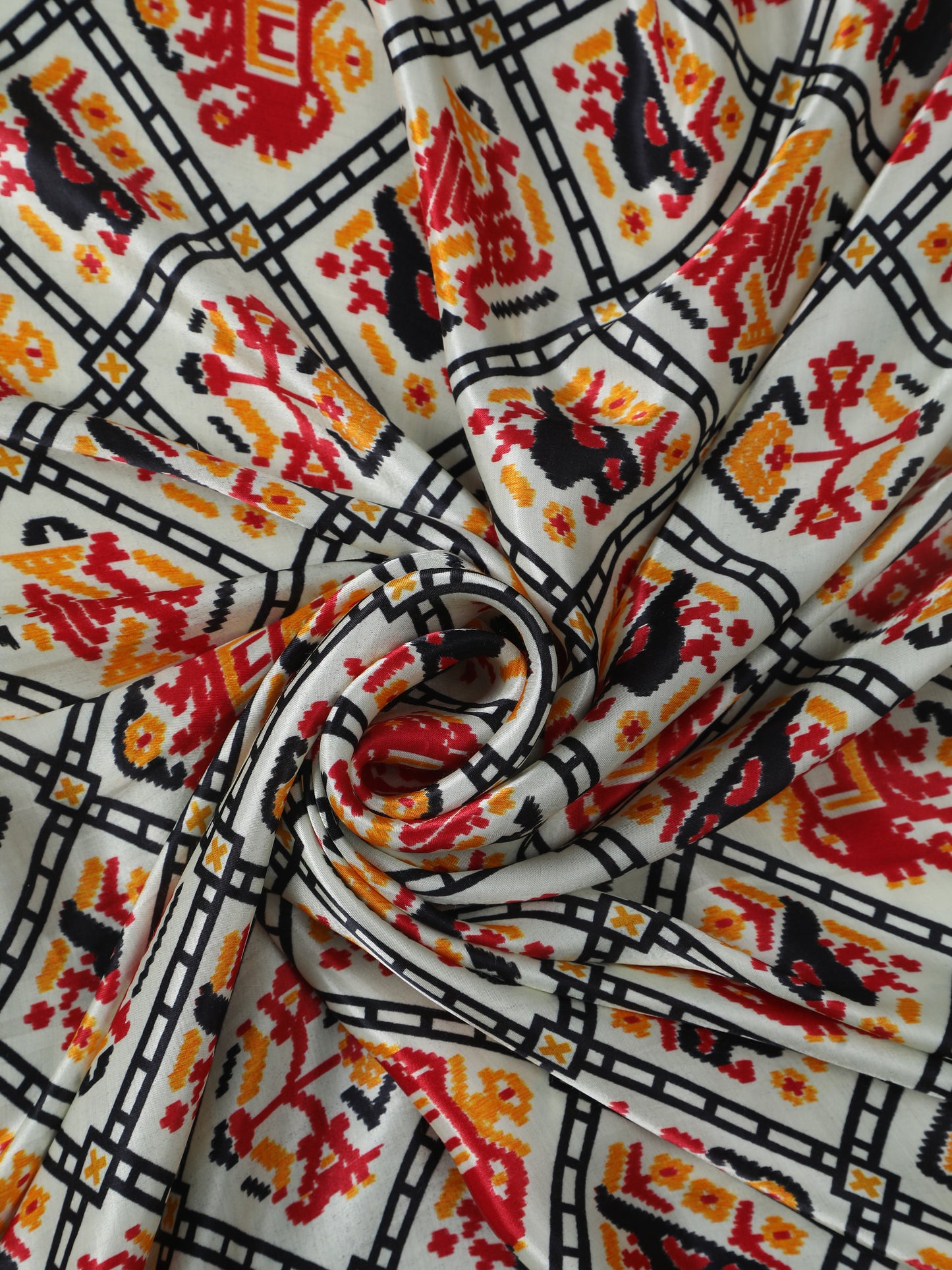 black & offwhite patola ikkat print dupatta in modal silk