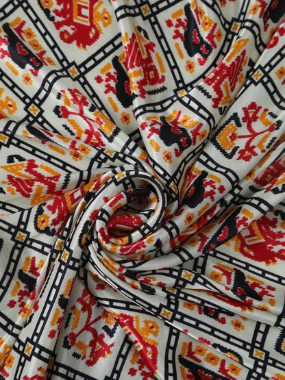 BLACK & OFFWHITE PATOLA IKKAT PRINT DUPATTA IN MODAL SILK