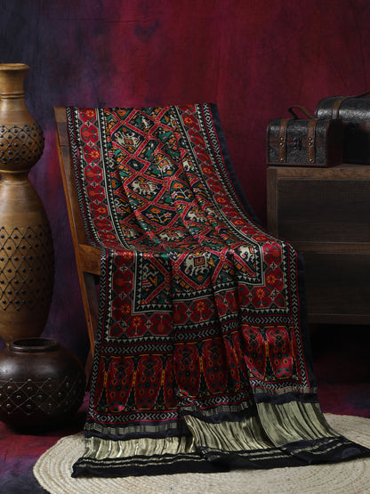 BLACK&RED PATOLA PRINT DUPATTA IN MODAL SILK