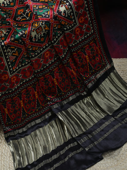 BLACK&RED PATOLA PRINT DUPATTA IN MODAL SILK