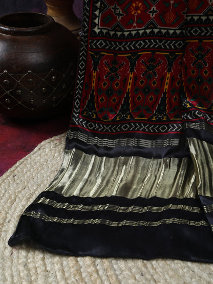 BLACK&RED PATOLA PRINT DUPATTA IN MODAL SILK