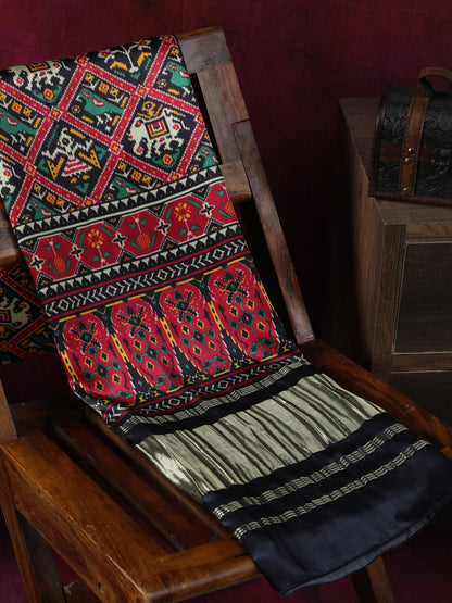 BLACK&RED PATOLA PRINT DUPATTA IN MODAL SILK