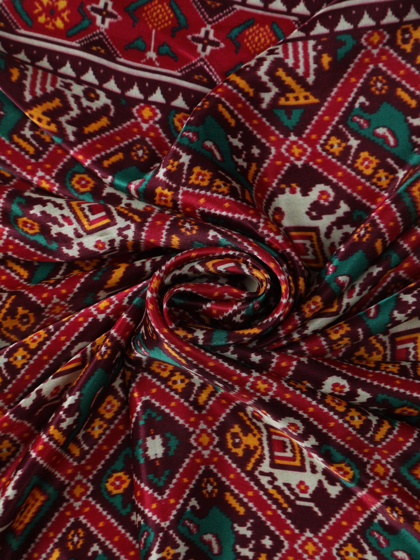 coffe maroon patola ikkat print dupatta in modal silk