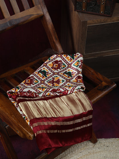 MAROON & CREAM PATOLA IKKAT PRINT DUPATTA